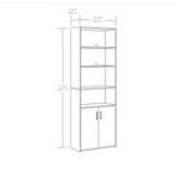 Traditional 5 Shelf Bookcase with Doors, Soft White Finish 97303962