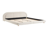King Size,Modern Curved Upholstered Low Profile Platform Bed with Rounded Headboard W5632P452160