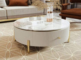 Modern Round Coffee Table with 2 large Drawers Storage Accent Table N735P338995K