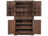 K&K 71" Tall Kitchen Pantry Cabinet with 3 Pull Out Cabinet Organizers, Farmhouse Embossed Texture N707P256507Z