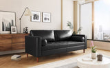 Mirod Mid-Century Modern PU Leather 3-Seat Sofa, Tufted Design, Solid Wood Legs, 2 Bolster Pillows, N760P285734B