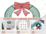 36in Pre-lit Outdoor Christmas Wreath Decoration, Lighted Metal Wreath with Red Bow, Remote Control 35600914