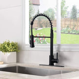 Commercial Kitchen Sink Faucet with Deck Plate Matte Black JYD0675MB