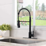 ZUN Commercial Kitchen Sink Faucet with Deck Plate Matte Black JYD0675MB