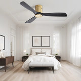 ZUN Indoor 52 Inch Ceiling Fan Without Light 3 Solid Wood Fan Blade Noiseless Reversible Dc Motor Remote W934P145931