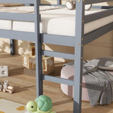 Full Rubber Wood Loft Bed with Ladder,Grey W504P283515