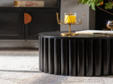 Round Coffee Table With Lift Handcrafted Relief Sturdy Pedestal Wooden Tea Table for Living Room no W3081P360271