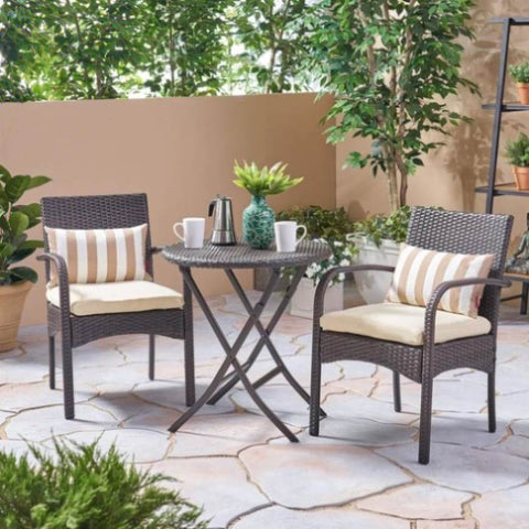 ZUN Outdoor Dining Set 3Pcs Bistro Set, 2 - Person Round 63042.00MBRN