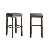 ZUN Arnhem Wood Upholstered Bar Stools, Set of 2, Grey T2574P164818