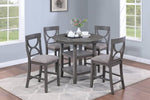 ZUN Counter Height Dining Table w Storage Shelve 4x Chairs Padded Seat Unique Design Back 5pc Dining Set B011P145834