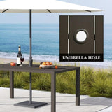 Outdoor Dining Table for 6 Person, Rectangular Slatted Metal Patio Table for Deck Garden Lawn W1859P359856