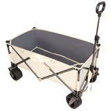 ZUN Folding Wagon, Heavy Duty Utility Beach Wagon Cart for Sand with Big Wheels, Adjustable Handle&Drink W321P163961