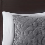 3 Piece Velvet Quilt Set Grey Full/Queen B03597475