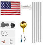 20 FT Sectional Flag Pole Kit Extra Thick Aluminum Flagpole with 1 Flag 2 Rope 54295914