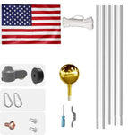 ZUN 20 FT Sectional Flag Pole Kit Extra Thick Aluminum Flagpole with 1 Flag 2 Rope 54295914