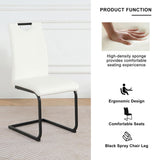 Modern White PU dining chair living room chair upholstered chair, black metal chair leg design, W210P199091