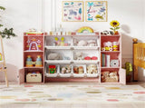 Pink Kids Toy Organizer with 8 Storage Bins, Anti-Tipping Design Open Shelves Cabinet for 3 Years 11264051