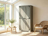 Distressed Gray 67" Tall Farmhouse Food Pantry Freestanding Cabinet with Multi-Level Adjustable 31486998