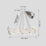 White & Golden Modern Chandelier Light Fixture, Branch Design with Frosted Tubes, Black Cords, W1340P233170