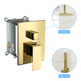 Dual Shower Head - 10 Inch Ceiling Mount Square Shower System with Rough-in Valve, Gold W124381746