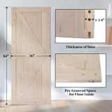 ZUN 36 in. x 84 in. Unfinished Sliding Barn Door with 6.6FT Barn Door Hardware Kit & Handle ,K 87386193