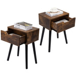 ZUN Set of 2 Mid Century Wood Side Table, End Table with 1 Storage Drawer, Nightstand for Bedroom Living W2181P144024