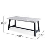 ZUN Outdoor Light Grey Sandblast Finish Acacia Wood Dining Table with Black Rustic Metal Finish Frame 54561.00SGRY