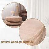 Modern Round Wood Coffee Table 31.3" Natural Finish Accent Table for Living Room W2729P270755