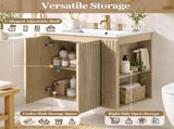 24-Inch Wall-Mounted Bathroom Vanity with Ceramic Sink, 2-Door Cabinet, U-Shaped Adjustable N729P512888N