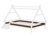 Full House Platform Bed with Stairs, Solid Wood Twin Bed Frame, Low Profile and Childlike Fun W1580P354720