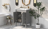 ZUN 24'' Bathroom Vanity with Top Sink, 2-Tier Modern Bathroom Storage Cabinet, Single Sink Bathroom N710P178454E