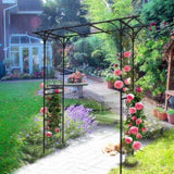 Metal Garden Arch L80.3'' x W20.47'' x H81.1'' Climbing Plants Support Rose Arch Outdoor Black W1586P148590
