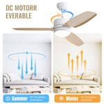 ZUN 46 Inch Ceiling Fan with Lights 3 ABS Blades 6-speed DC Motor Remote Control for Bedroom W882P212631