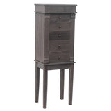 ZUN Standing Jewelry Armoire with Mirror, 5 Drawers & 8 Necklace Hooks, Jewelry Cabinet Chest with Top 64066253