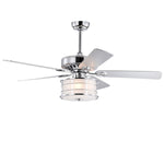 ZUN 52" 3-Light Chrome Drum Shade LED Ceiling Fan + Remote, Traditional Farmhouse Rustic Industrial W1592P152990