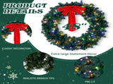 46in Pre-lit Christmas Wreath, Lighted Artificial Xmas Wreath with 150 Warm & Multi-color Lights and 96279534