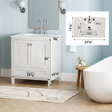 30" Bathroom Vanity with Sink Combo, Fully Assembled Bathroom Sink Cabinet with Marble Countertop, W1573P237851