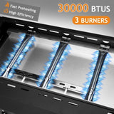 3-Burner Flat Top Gas Griddle Cooking Station with Ceramic Coated Cast Iron Pan, 30,000 BTU Propane 90923579
