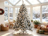 6 Foot Flocked Northern Pine Christmas Tree Artificial Xmas Tree Curved Tips LED Lights Indoor 21296391