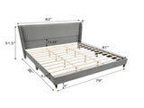 Rozitta Gray Velvet Wingback Platform Bed, King T2574P198384