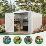 8X6 FT Metal Outdoor Storage Shed, Tool Shed with Pitched Roof Waterproof with Side Window and W3213P309388