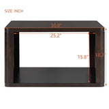 Square Coffee for Living Room in Dark Brown Farmhouse Coffee with Storage,2-Tier Center N735P242918D