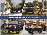 Foldable Utility Wagon,Adjustable Handle Outdoor Wagon, Puncture-Proof Wheels with Brakes, Removable 21094050