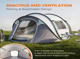 4 Person Pop Up Tent for Camping, Waterproof Instant Family Tent with Front Awning, Automatic Tent 60135148