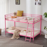Pink Twin Size Low Loft Bed with Slanted Ladder Round Tube Metal Frame 69732381