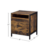 ZUN 2 Drawers Nightstand with 1 Open Compartment, Rustic Oak and Black B016P256136