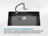 Kitchen Sink, 33x19 Single Bowl, Undermount Handmade Sink in Black, with US Standard Drain and 79740916