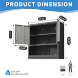 ZUN Metal Wall-Mounted Tool Storage Cabinet with Locking Door and 1 Shelf 1 Opened Drawer for Garage 61339189