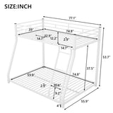 ZUN Metal Floor Bunk Bed, Twin over Full,White 90188201