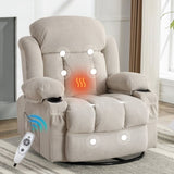 Swinging recliner massage heated sofa, with USB and 2 cup holders in side pockets, W1807P298192